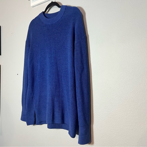 Lululemon Merino Wool Blend Ribbed Crewneck Sweater Blue Size 8 Oversized - Picture 6 of 9